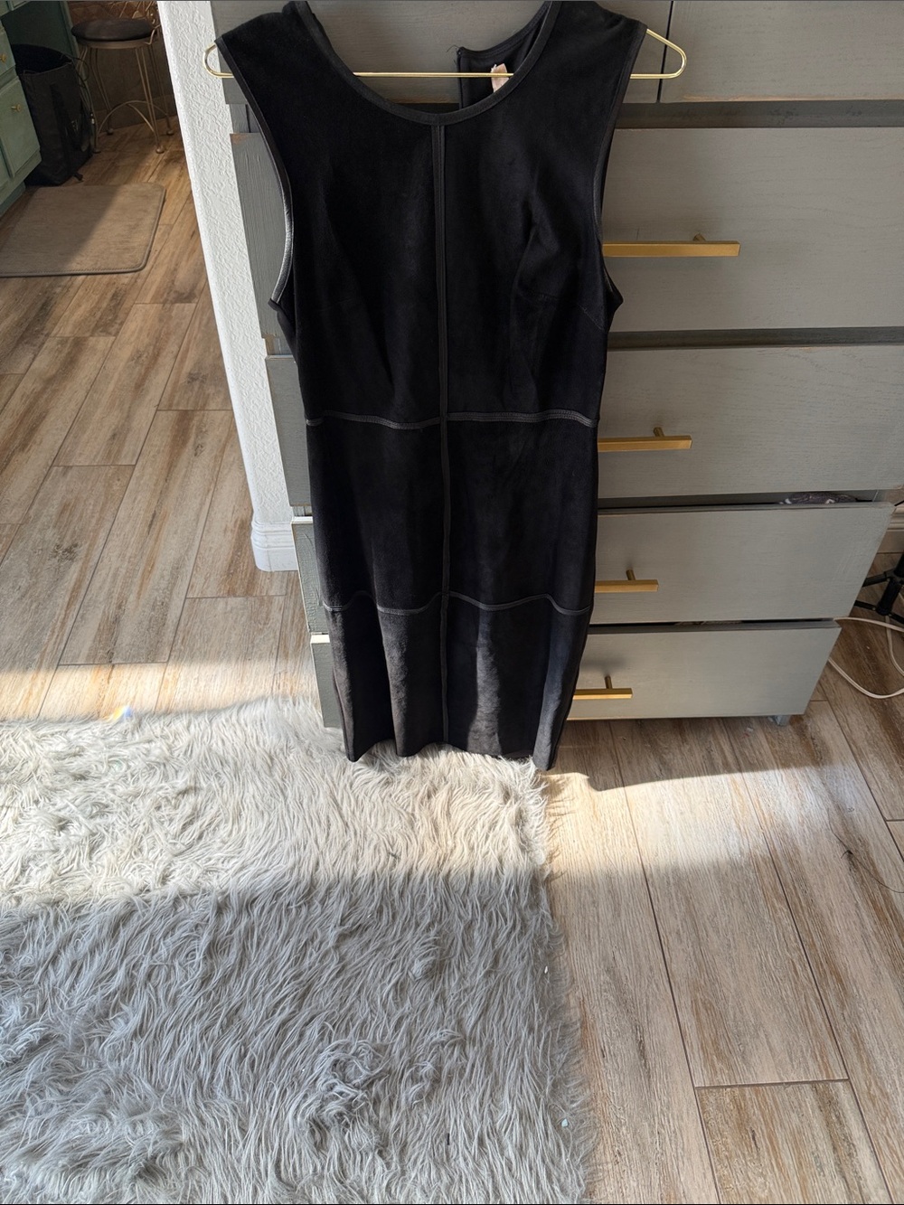 Bailey 44 Black Sleeveless Faux-Suede Midi Dress